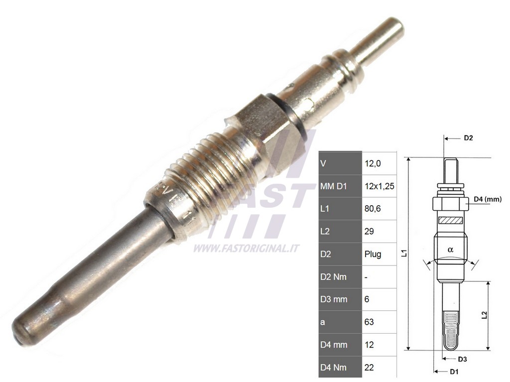 FAST - FT82725 - Свеча накаливания (Система накаливания)