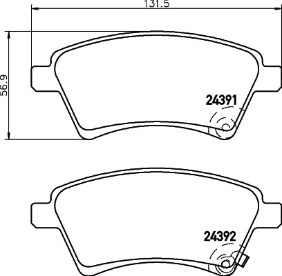 BEHR HELLA SERVICE - 8DB355012511 - Комплект тормозных колодок, дисковый тормоз