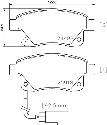 BEHR HELLA SERVICE - 8DB355012781 - Комплект тормозных колодок, дисковый тормоз