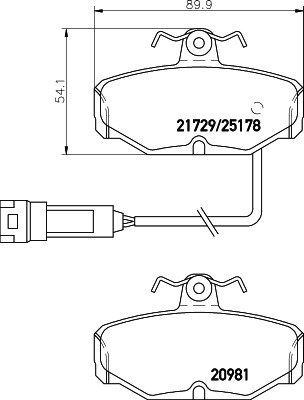 BEHR HELLA SERVICE - 8DB355017631 - Комплект тормозных колодок, дисковый тормоз