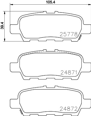 BEHR HELLA SERVICE - 8DB355020401 - Комплект тормозных колодок, дисковый тормоз