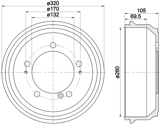 BEHR HELLA SERVICE - 8DT355300631 - Тормозной барабан