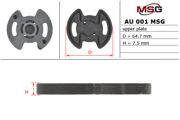 MSG - AU 001UPLATE - Плита насоса ГУР верхня AUDI 100 (4A, C4) 90-94,100 Avant (4A, C4) 90-94,80 (81, 85, B2) 80-86,80 