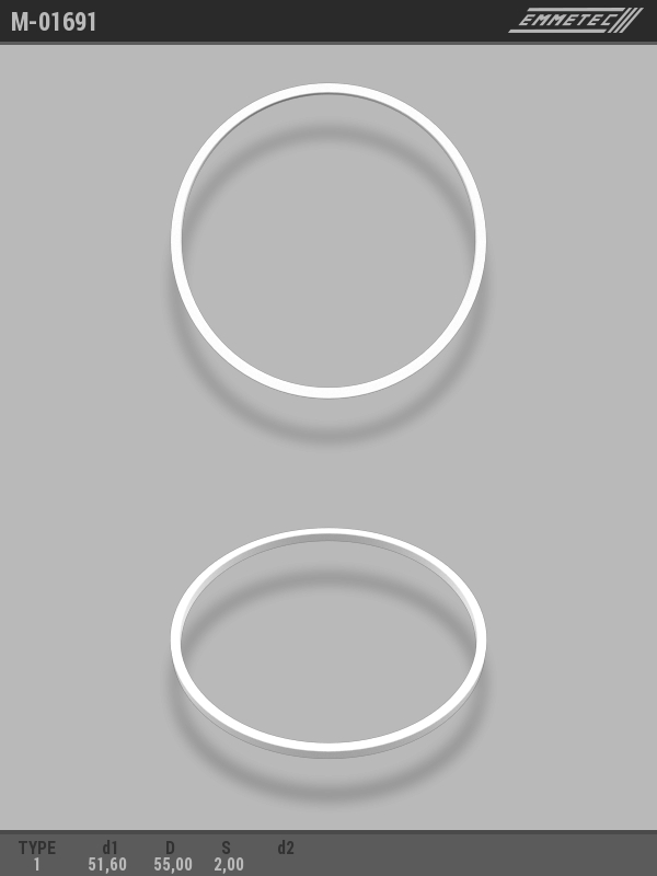 MSG - M-01691 - Кольцо тефлоновое O51,6x55 S тип 1 MSG - M-01691 - Кольцо тефлоновое O51,6x55 S тип 1