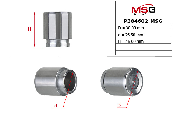 MSG - P384602-MSG - Поршень гальмівного супорта задн. (Ø38mm)  Citroen C-Crosser/Mitsubishi Outlander/Peugeot 4007