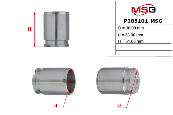 MSG - P385101-MSG - Поршень гальмівн. супорта задн. (TRW Ø38х51) VW Passat, Vento, Golf II-III /Alfa /Audi /Citroen /Ford /Peugeot /Renault