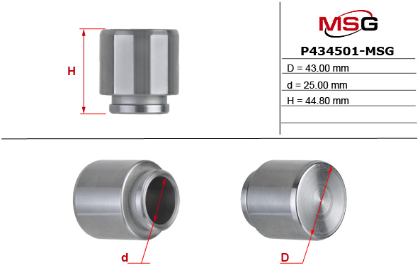 MSG - P434501-MSG - (Ø43mm) Поршень гальмівного супорта перед. Mitsubishi Outlander II 07-