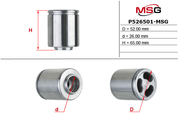 MSG - P526501-MSG - Поршень гальм. супорта зад. (52mm; 64,9mm) Iveco Daily III, Daily IV, Daily V, Daily VI; Ford Transit; VW Golf VI 1.2-Electric 05.99-