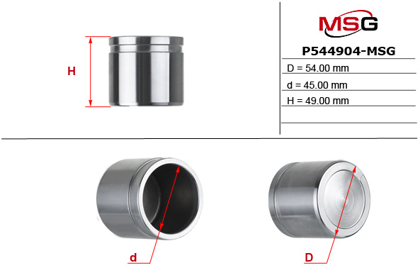 MSG - P544904-MSG - Поршень гальм. супорта перед.   Chevrolet Lacetti, Nubira; Daewoo Espero,; Hyundai Accent Ii, Getz 1.0-3.2 10.89-