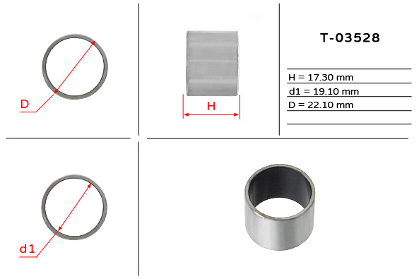MSG - T 03528 - Втулка насоса ГП 19,10/22,10/17,30  AUDI 100 1990-1994,AUDI 80 1990-1994,AUDI 80 1991-1996,AUDI80 19