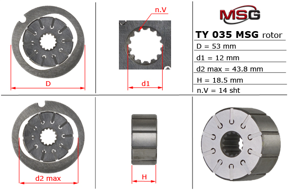 MSG - TY035ROTOR - Ротор, статор и пластины насоса ГУР LEXUS,TOYOTA MSG - TY035ROTOR - Ротор, статор и пластины насоса ГУР LEXUS,TOYOTA