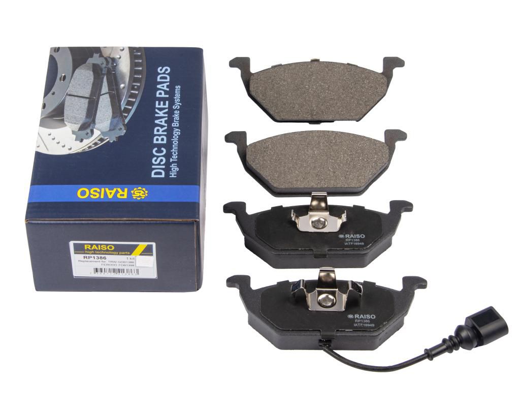 RAISO - RP1386 - Колодки гальмівні диск. перед. Caddy III/Golf V/Octavia/A3 (з датчиком) 03-