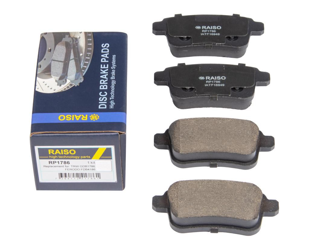 RAISO - RP1786 - Гальмівні колодки дискові зад. Renault Kangoo II 08- RAISO - RP1786 - Гальмівні колодки дискові зад. Renault Kangoo II 08-