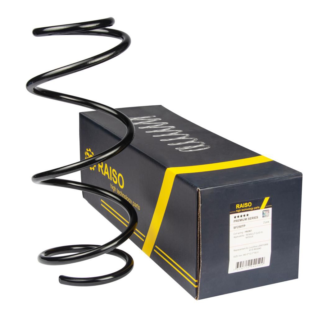 RAISO - SF250TP - Пружина перед. Renault Clio III, Modus/Grand 1.4-1.6 09.04- RAISO - SF250TP - Пружина перед. Renault Clio III, Modus/Grand 1.4-1.6 09.04-
