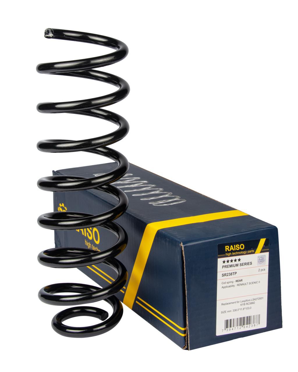 RAISO - SR238TP - Пружина задн. Renault Scenic II 1.4/1.5dci/1.6/1.9dCi/2.0/2.0dCi 03-09
