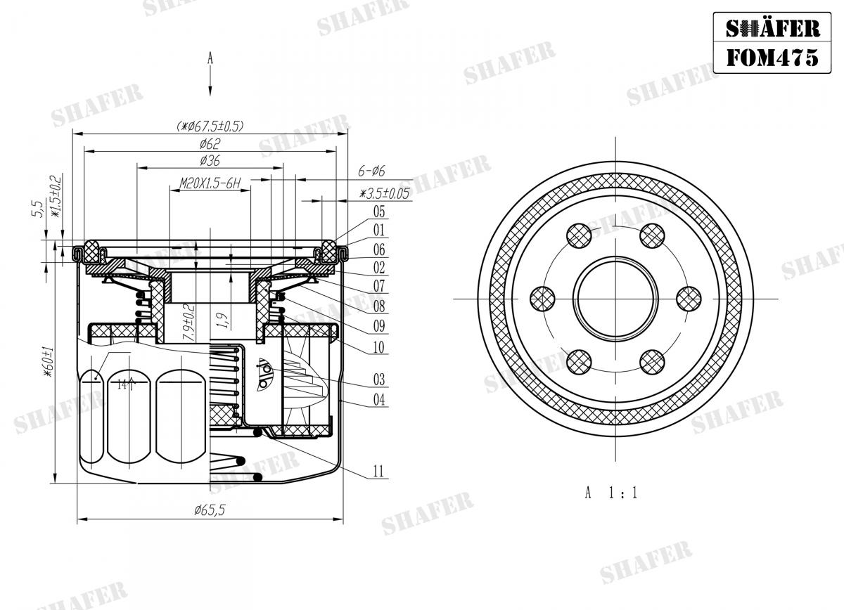 SHAFER - FOM475 - Фільтр масла Renault Clio II 1.2i 4/98-, Kangoo 1.2i 9/97-