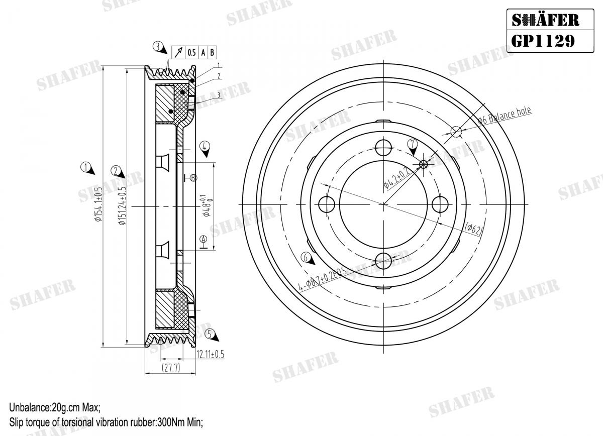 SHAFER - GP1129 - Шків колінвала Opel Astra/Corsa 1.7TD   03-