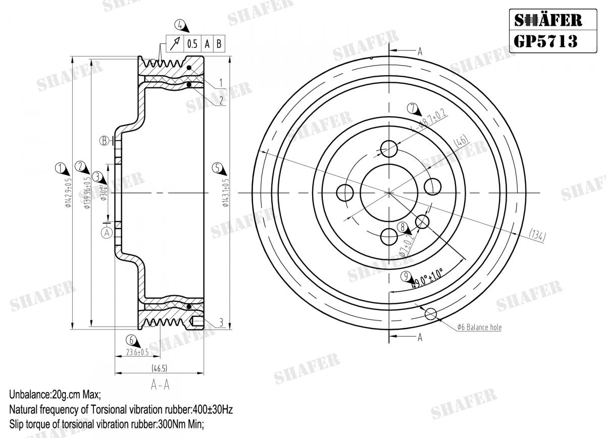 SHAFER - GP5713 - Шків колінвала Audi A4 2.0 Tdi 07-/Q5 2.0 Tdi 10-/VW Golf VI 1.6 Tdi 09-13/Tiguan 2.0 Tdi 07-