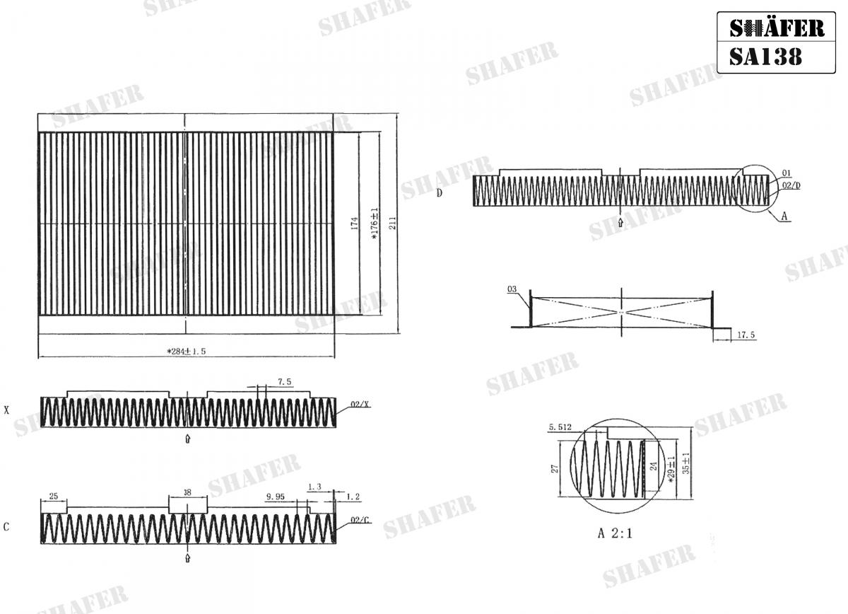 SHAFER - SA138 - Фільтр салона Citroen C2/34 02-; Peugeot 307 00-