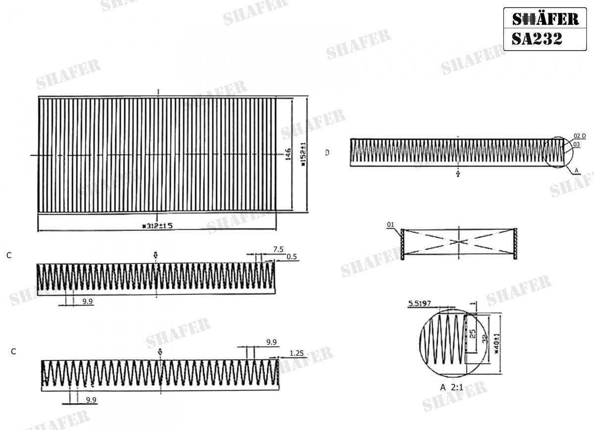 SHAFER - SA232 - Фільтр салона Peugeot 407 1.6/1.8/2.0/2.0 HDI  04-