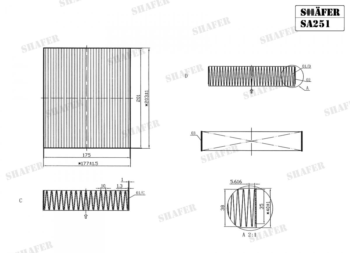 SHAFER - SA251 - Фільтр салону Mitsubishi Colt 06- Smart Forfour (454) 04-, Roadster 03-