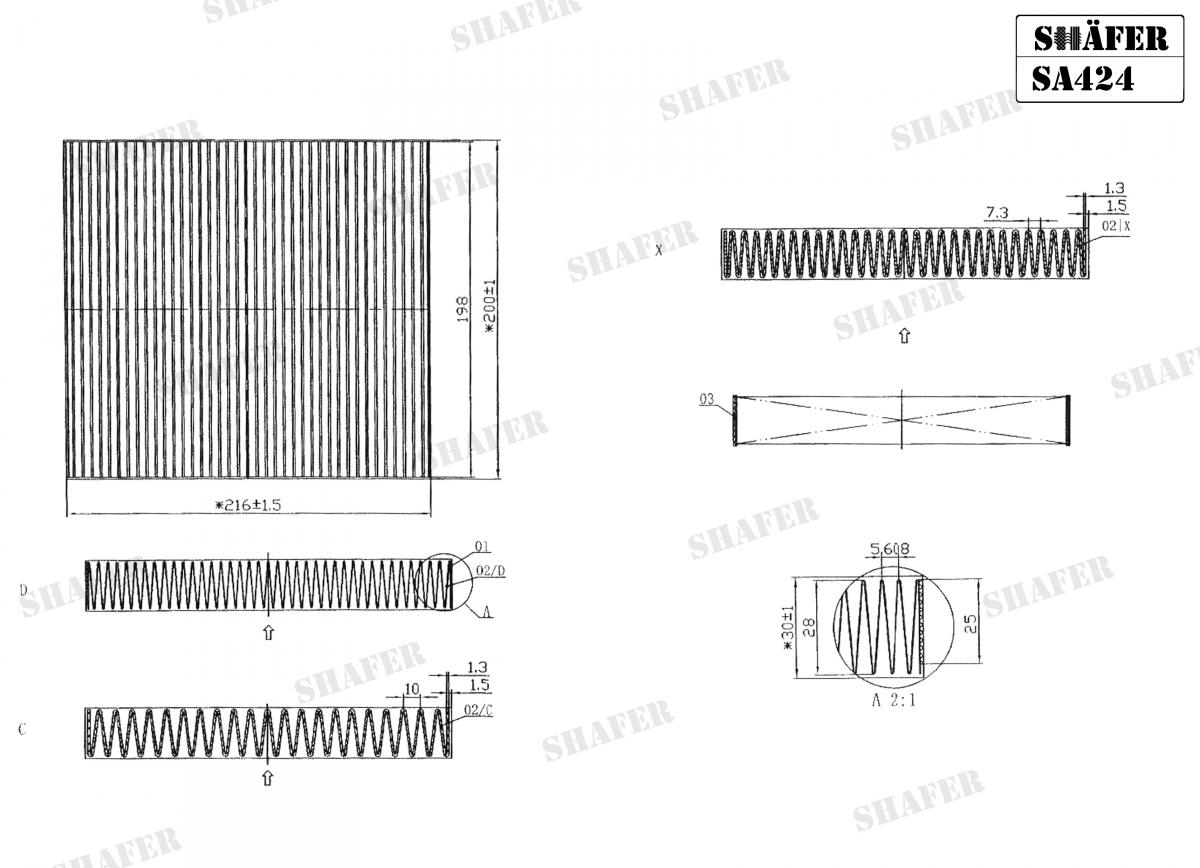 SHAFER - SA424 - Фільтр салонний Mitsubishi Outlander XL 07-, Lancer X 07-