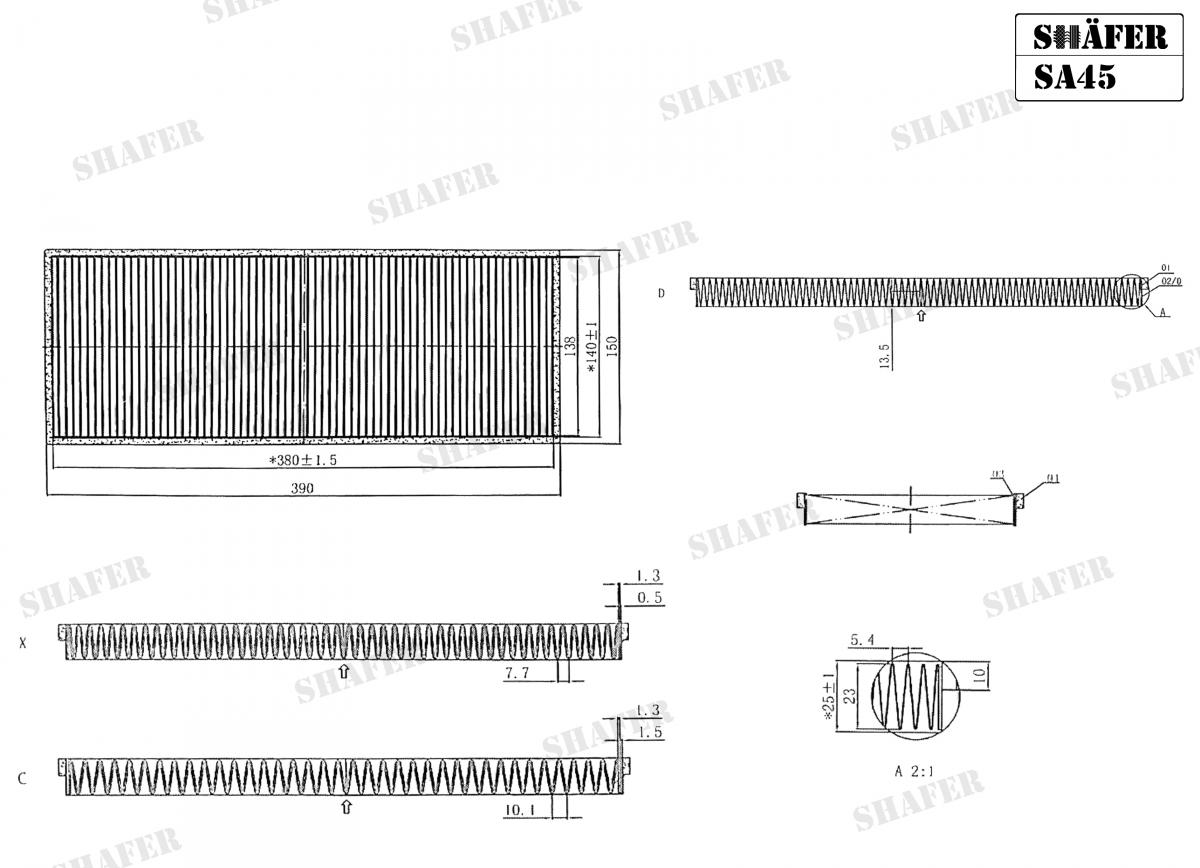 SHAFER - SA45 - Фільтр салона Audi 80/A4>11/00 VW Golf/Jetta 91-/Passat 96-