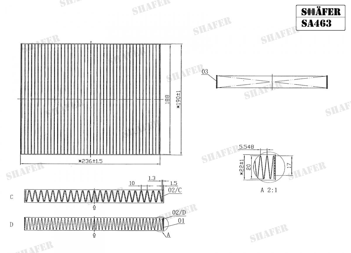SHAFER - SA463 - Фільтр салону Ford Fiesta 1.2-1.6 08-/Focus 1.6TDCi 11-