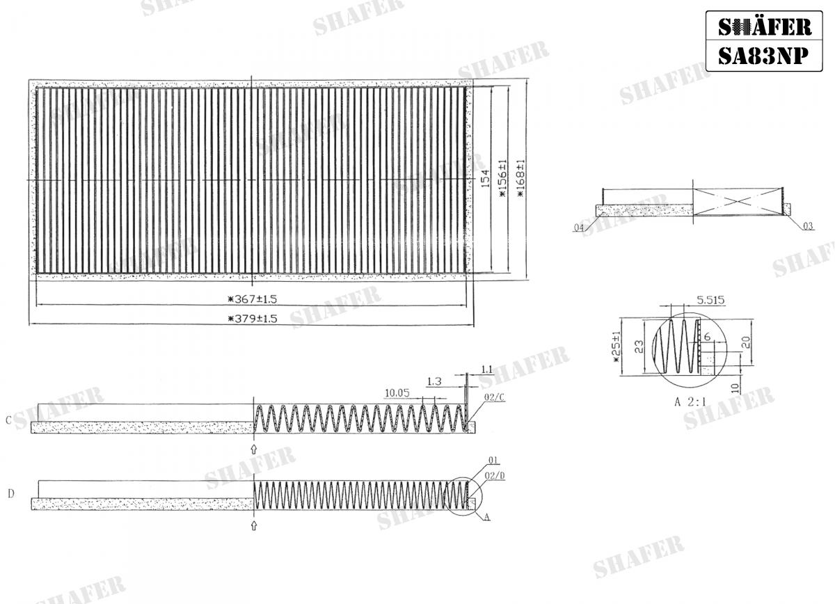 SHAFER - SA83NP - Фiльтр салона Mercedes Sprinter 95- (без пластикової рамки і пластикових вставок) 