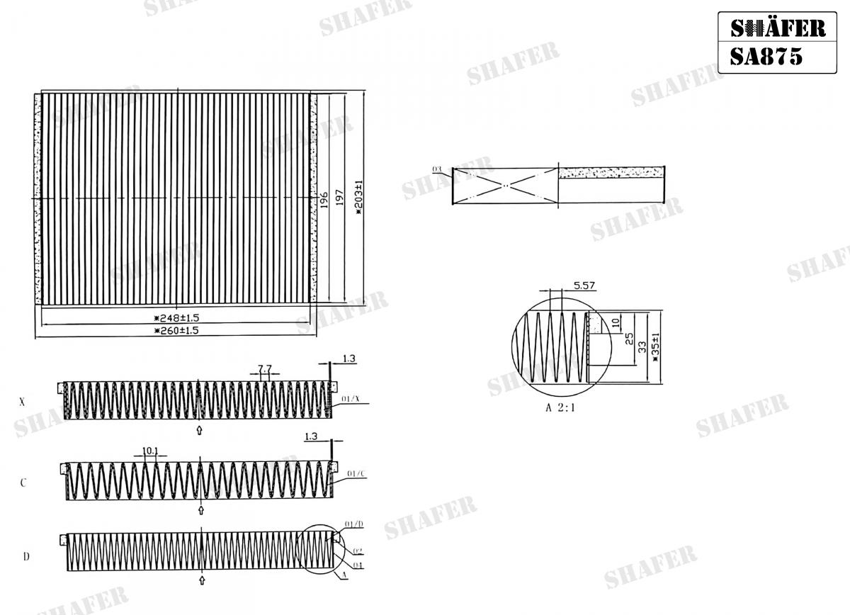 SHAFER - SA875 - Фільтр салону Ford Focus III, Kuga II, Transit Connect 10-