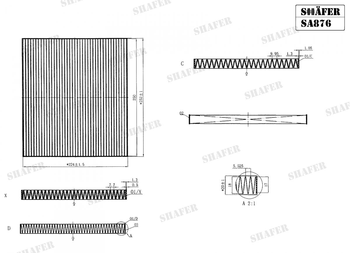 SHAFER - SA876 - Фільтр салона Hyundai Santa Fe III  2.0 CRD 12-/Sonata 09-