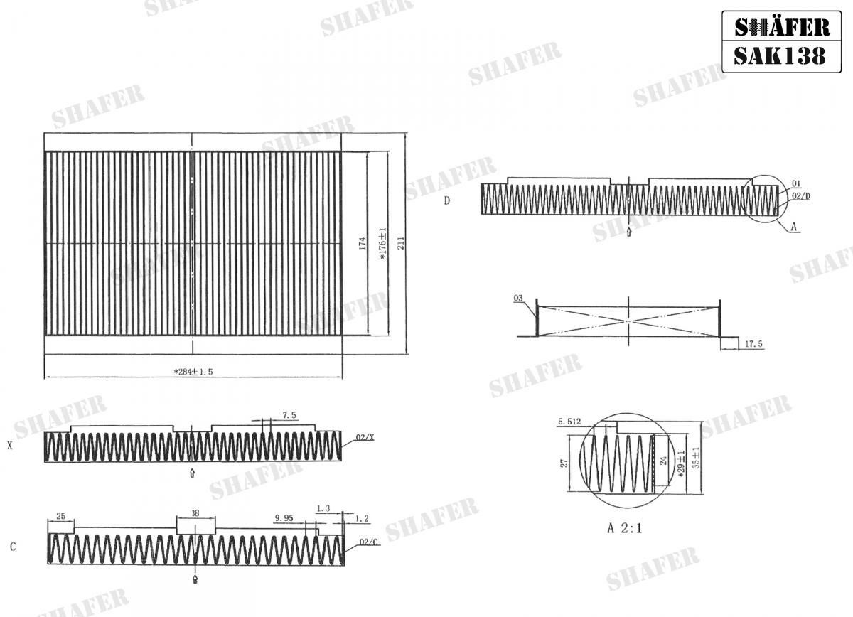 SHAFER - SAK138 - Фільтр вугільний салона Citroen C2/34 02-; Peugeot 307 00-