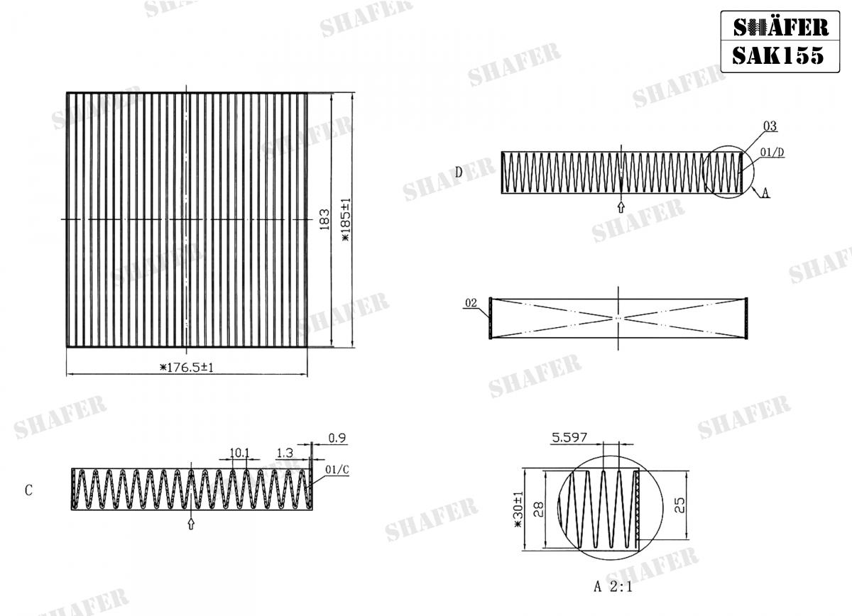 SHAFER - SAK155 - Фільтр салону вугільний Honda City/Jazz I 02- /Suzuki Swift 05