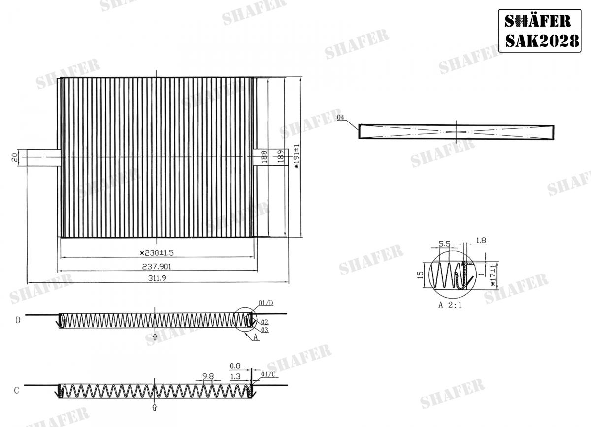 SHAFER - SAK2028 - Фільтр салону вугільн. Chevrolet Aveo 1.6 (Китай) SHAFER - SAK2028 - Фільтр салону вугільн. Chevrolet Aveo 1.6 (Китай)