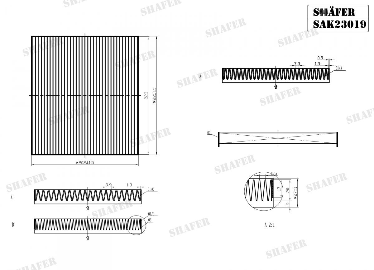SHAFER - SAK23019 - Фільтр салону вугільний Kia Rio 1.4CRDI 17-/Sportage 16-