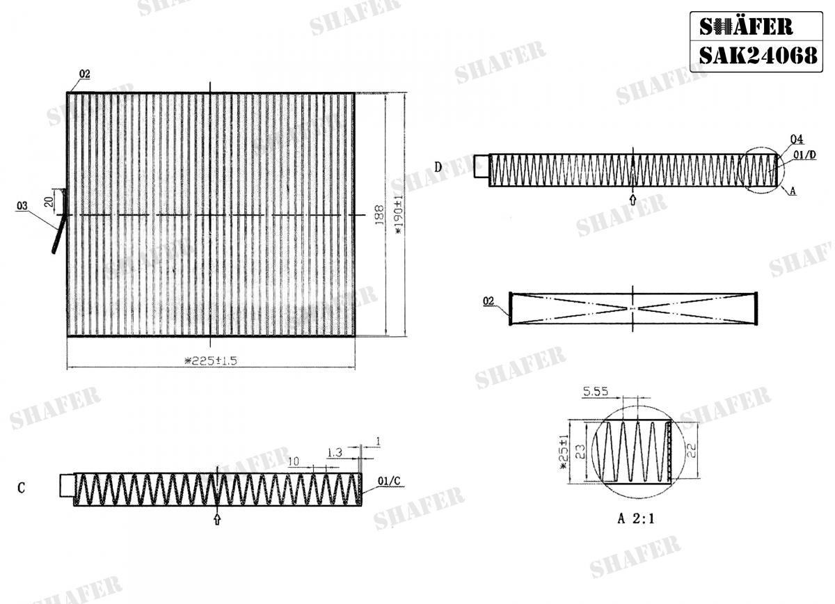 SHAFER - SAK24068 - Фільтр салону вугільн. Ford Explorer 16- 3.5 USA