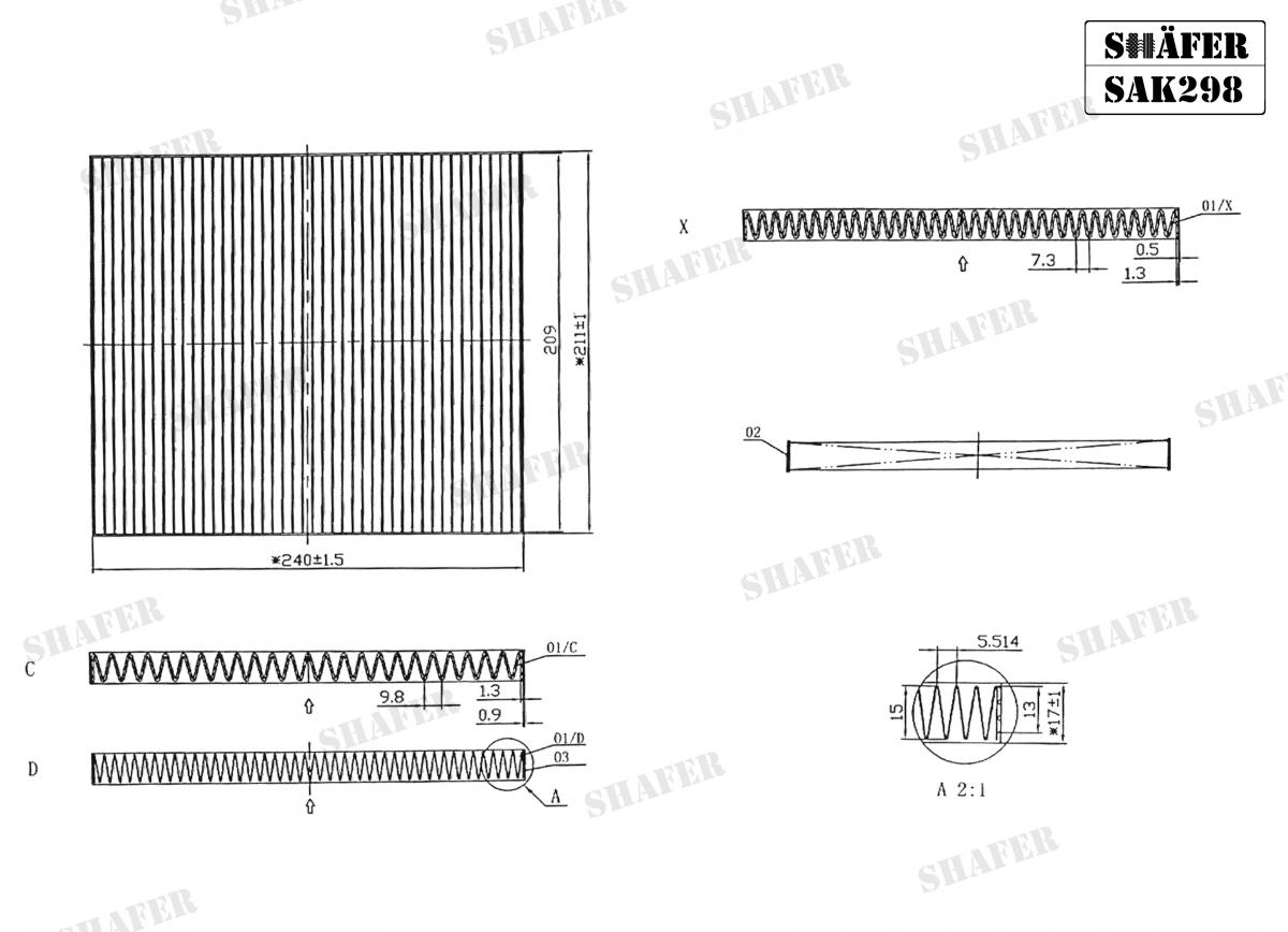 SHAFER - SAK298 - Фільтр салону вугільний Kia Cerato 1.6-2.0, 1.5-2.0CRDI 05-
