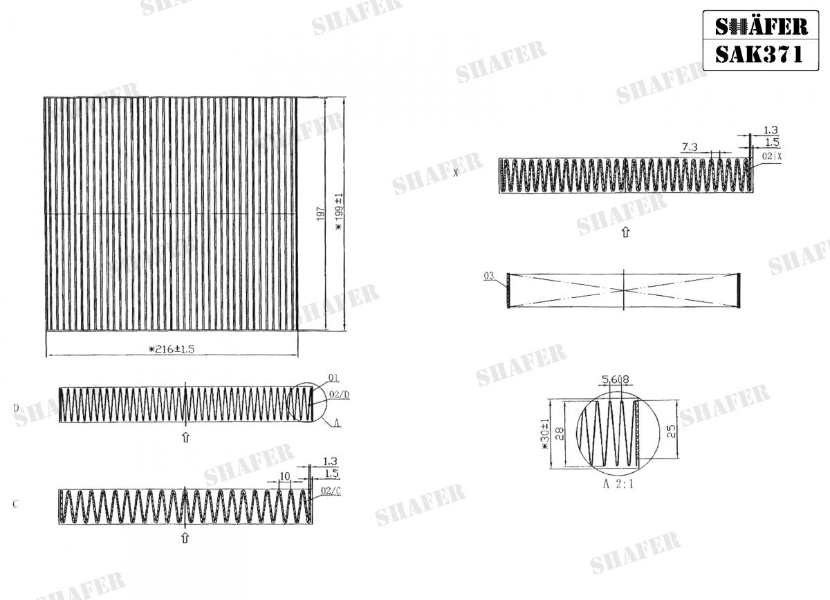 SHAFER - SAK371 - Фільтр салону вугільний Nissan X-trail T30 2,0/2,2/2,5 2001- /Subaru Forester 02- /Nissan Murano 03-