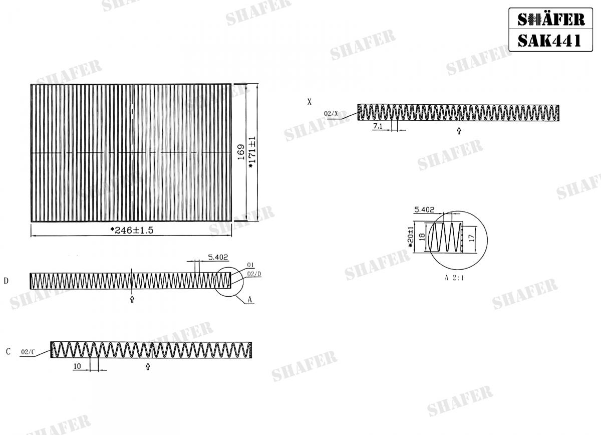 SHAFER - SAK441 - Фільтр салону вугільн. Kia Ceed 1.4-2.0 16V, 1.6CRDi 10/06-