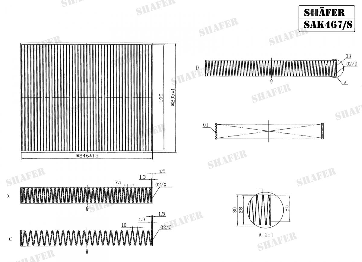 SHAFER - SAK467/S - Фільтр салону вугільн. BMW 7 (F01/F02) 08-/523i (F10/F11/F18) 10-