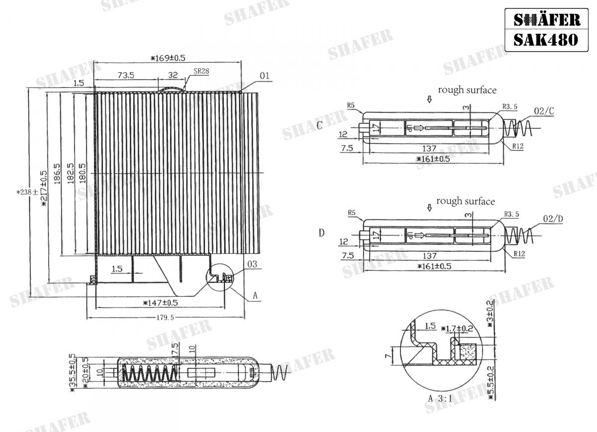 SHAFER - SAK480 - Фільтр салону вугіл.Nissan Tiida 1.6,1.8,1.5 dCi 09/07-, NV200 1.6 16V, 1.5 dCi 07/10-