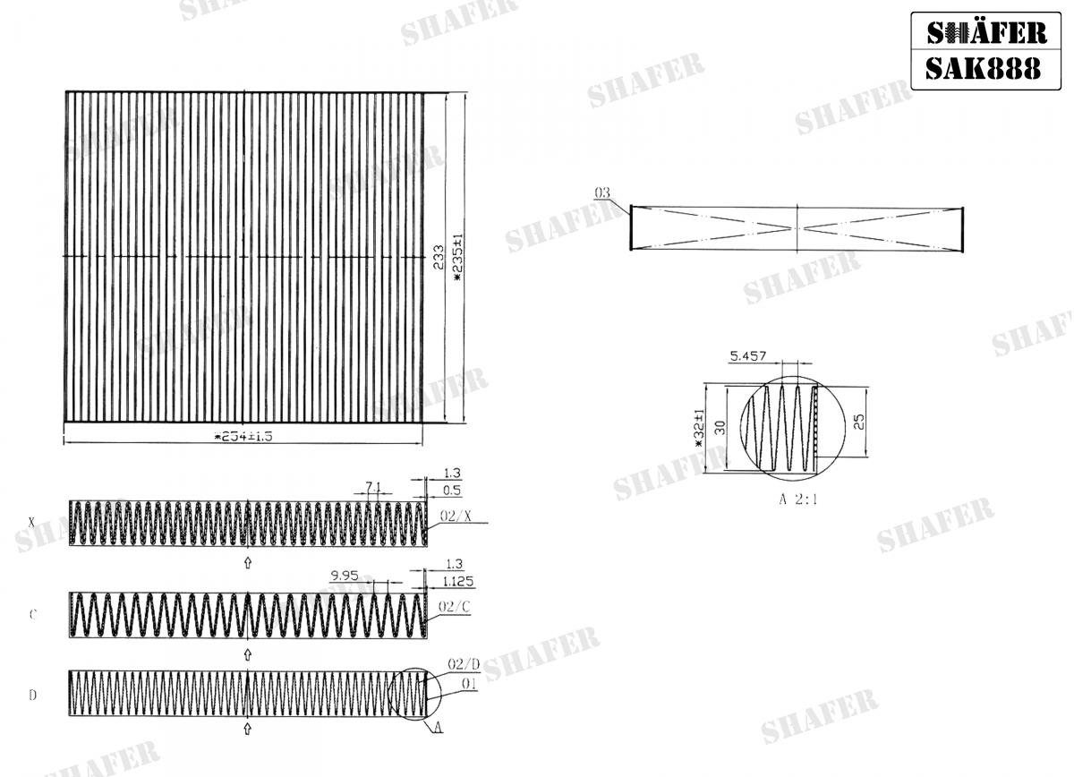 SHAFER - SAK888 - Фільтр салону вугільн. Audi A3 1.2-1.8TFSI/2.0TDI 12- Skoda Octavia 1.2-1.8TSI 12- VW Golf VII 1.2-1.4TSI 1.6-2.0TDI 12-