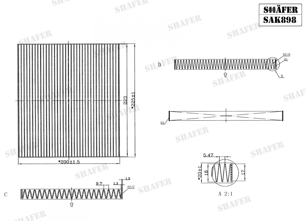 SHAFER - SAK898 - Фільтр салону вугіл. SsangYoung Korando 2.0XDi 10- SHAFER - SAK898 - Фільтр салону вугіл. SsangYoung Korando 2.0XDi 10-