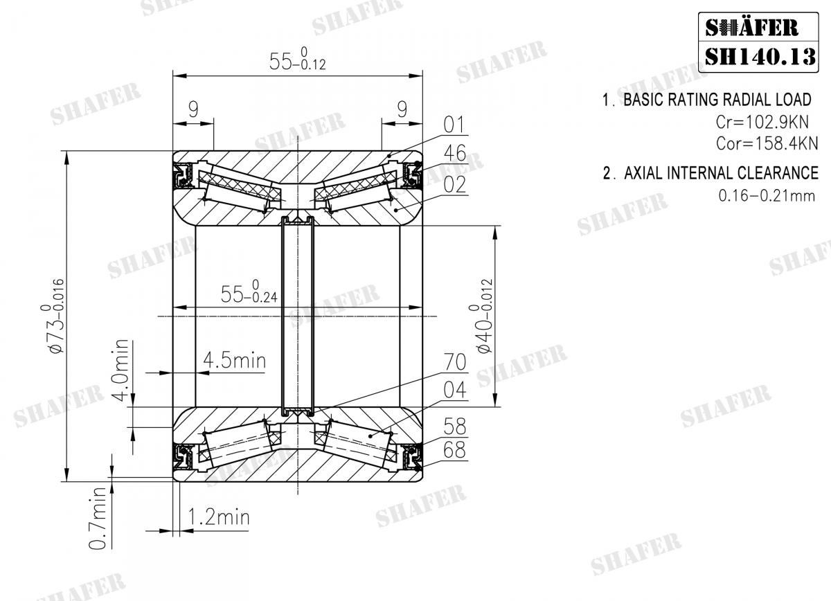 SHAFER - SH140.13 - Пiдшипник перед. Fiat-Iveco Daily 35-8; 35-10; 35-12; 49-10;