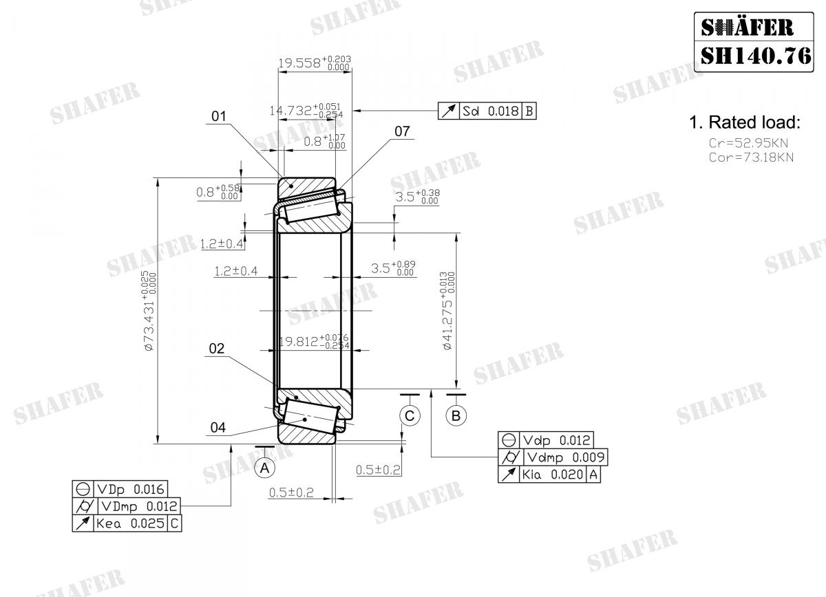 SHAFER - SH140.76 - К-кт підшипника ступиці перед. MB 208-416Cdi 95.02-// VW LT28/35/46 2.3-2.8Tdi 96.06-