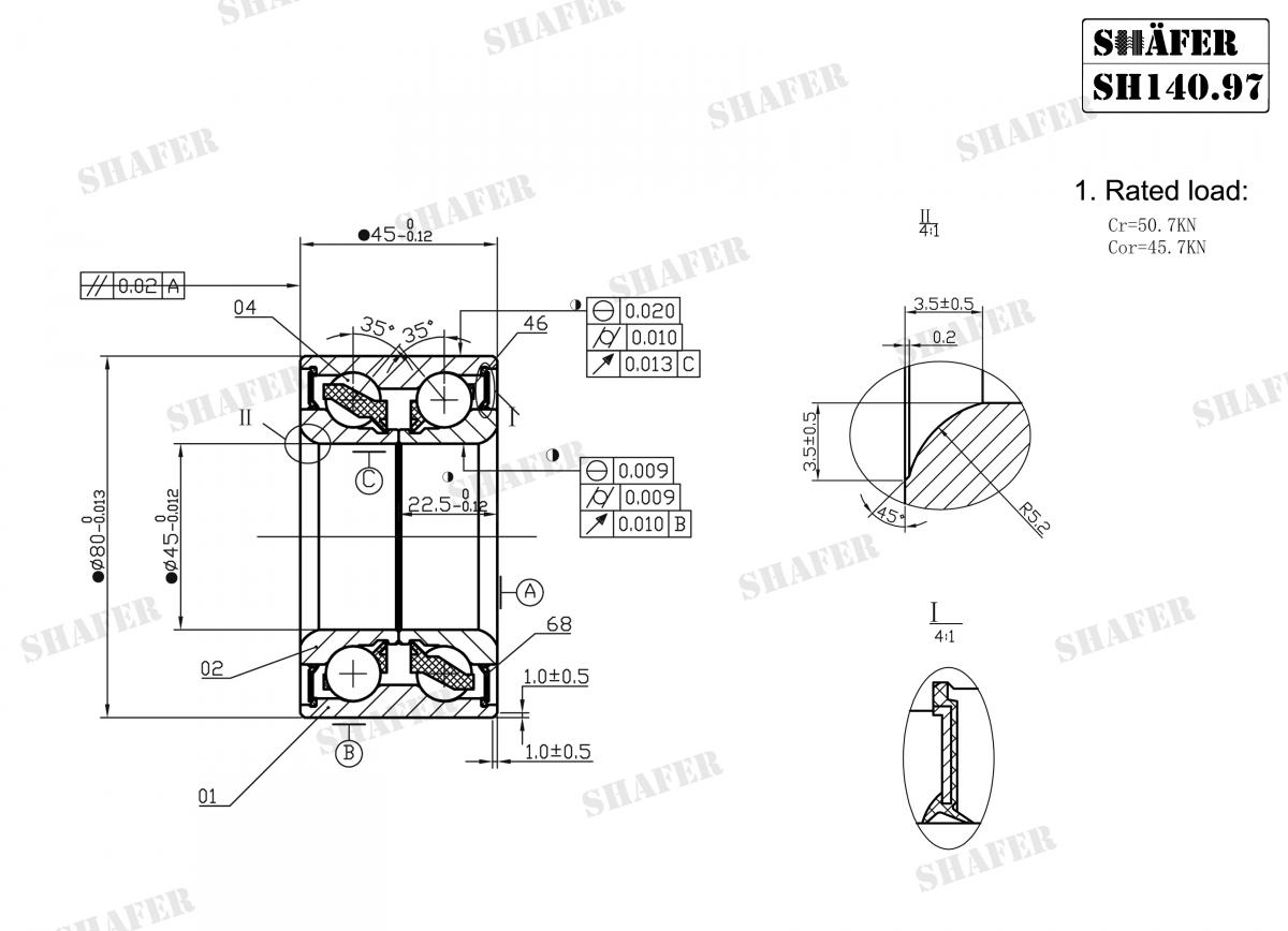 SHAFER - SH140.97K - Пiдшипник ступицi перед./зад. +монтажний к-кт VW T4 90-