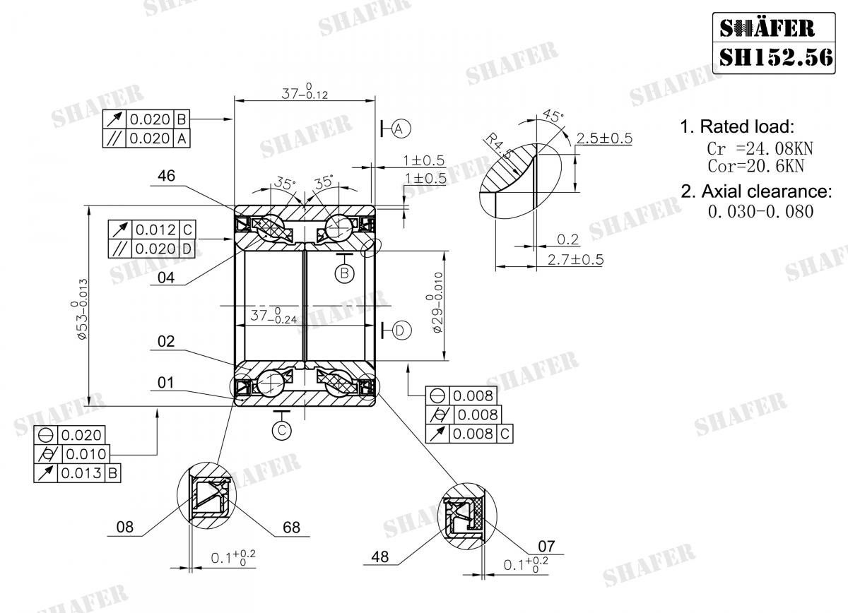 SHAFER - SH152.56 - Підшипник ступиці зад. Ford Focus/Fiesta 98-