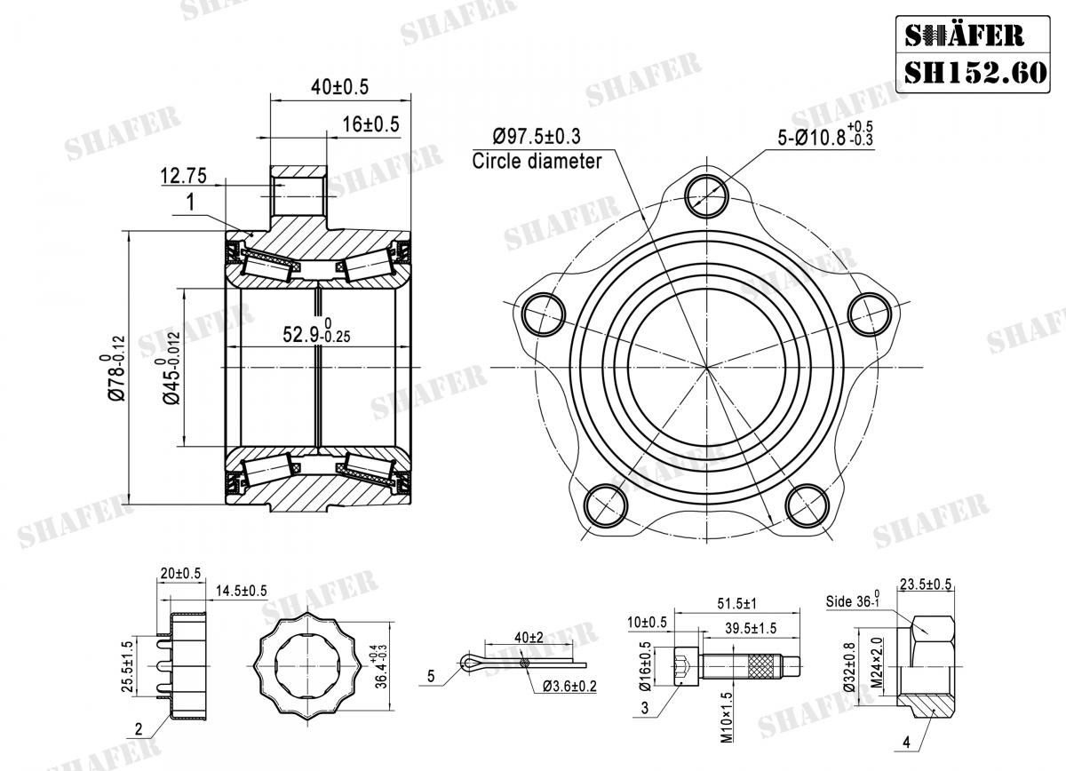 SHAFER - SH152.60K - Підшипник перед. +монтажний к-кт Ford Transit 03/00-06/03 SHAFER - SH152.60K - Підшипник перед. +монтажний к-кт Ford Transit 03/00-06/03