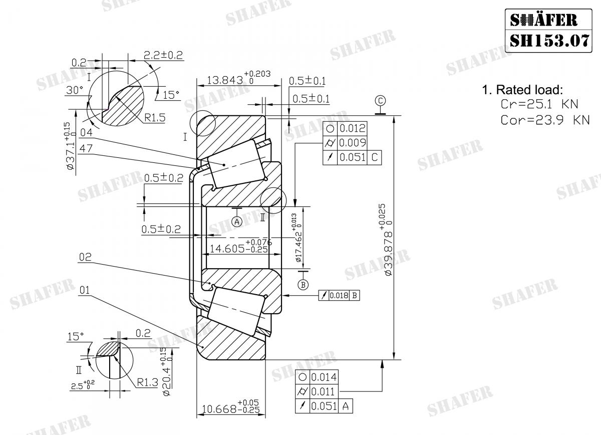 SHAFER - SH153.07 - К-кт підшипника ступиці зад. Daewoo Lanos/Opel Kadett/Corsa/Ascona/Vectra