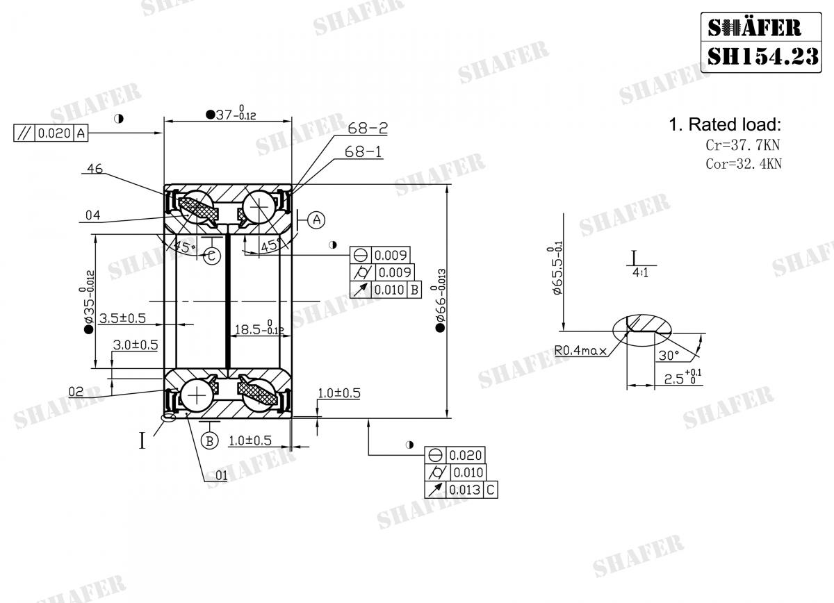 SHAFER - SH154.23 - Підшипники перед.ступиці VW Golf/Jetta II 84-87